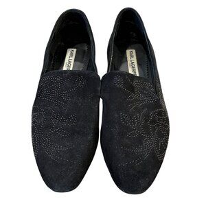 Karl Lagerfeld Black Suede Rhinestone Embellished Loafers Womens Size 38.5/US 8